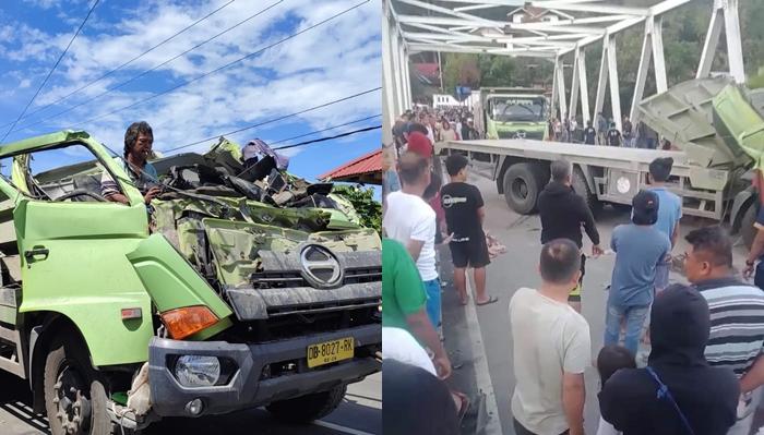 Viral Truk Semen Tabrak Pagar Jembatan Ranowangko Minahasa Sulawesi Utara, Diduga Rem Blong