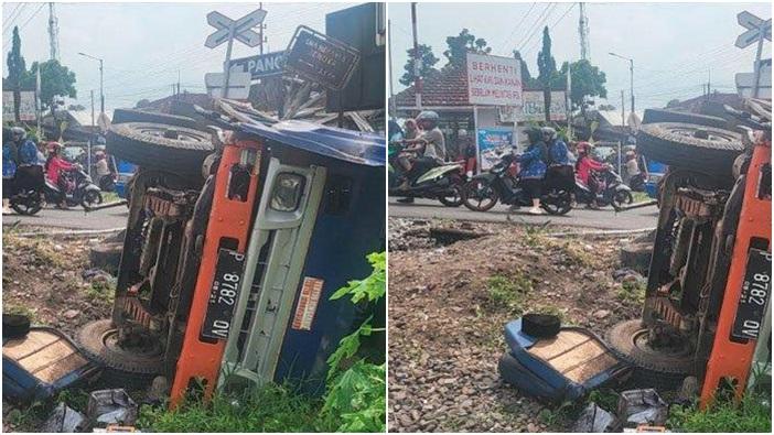 Kecelakaan Maut Hari Ini, Sopir Tewas di Tempat, Truk Terobos Palang Pintu Lalu Tertabrak Kereta