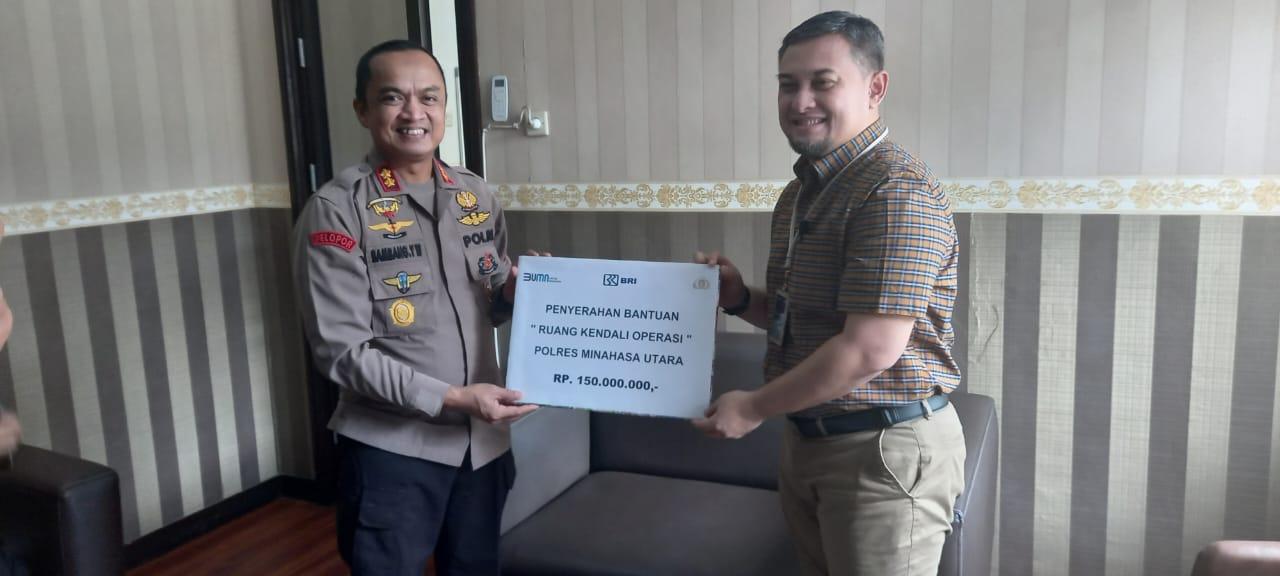 BRI Cabang Bitung Serahkan Bantuan Sarana Prasarana Rp 150 Juta kepada Polres Minut