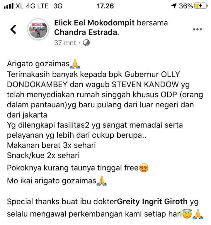 Respons Positif Penghuni Rumah Singgah ODP Covid-19 Pemprov: Makan 3 Kali dan Snack 2 Kali Sehari