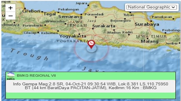 Gempa Tadi Pukul 09.30 WIB Senin 4 Oktober 2021, Jawa Timur Diguncang, Ini Info BMKG Magnitudonya