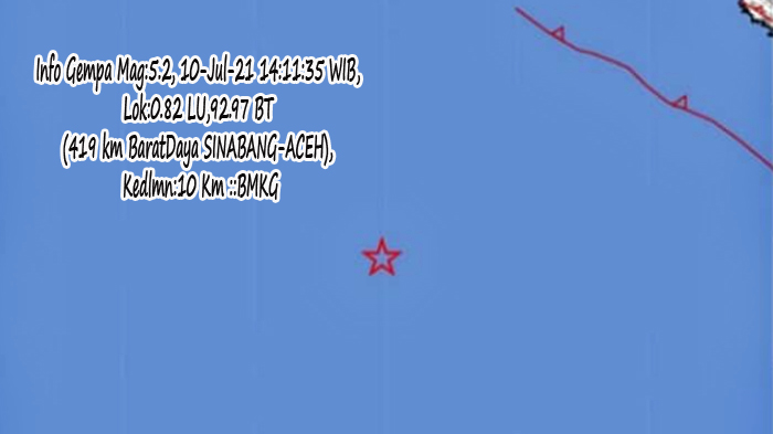 Info Gempa Bumi Siang Ini Sabtu 10 Juli 2021, Berikut Lokasi dan Kekuatannya,Sesuai Data BMKG