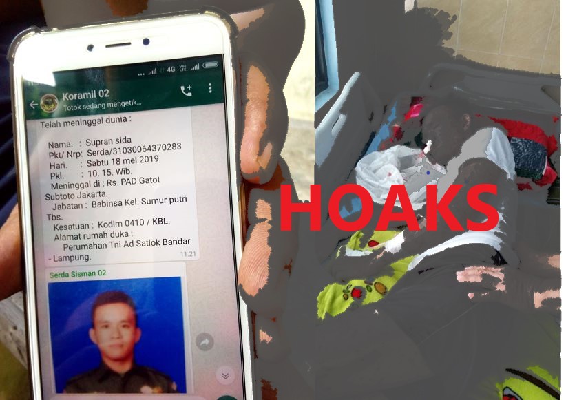 HOAKS - Kabar Anggota TNI Serda Supran Sida Meninggal Tertular Cacar Monyet Dibantah RSPAD