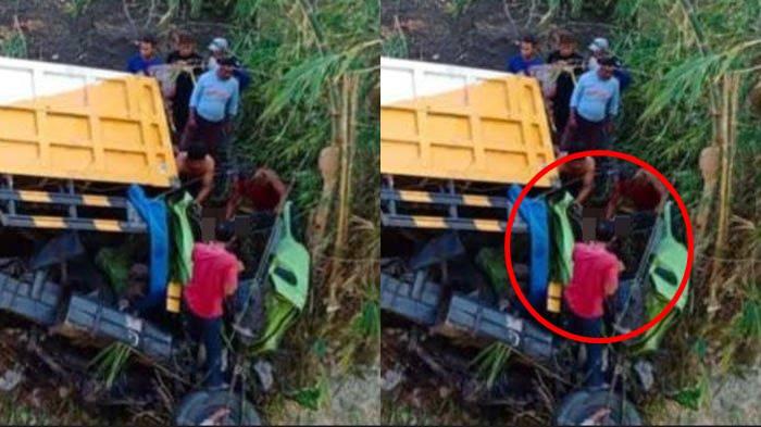 Kecelakaan Maut, Seorang Sopir Tewas di Tempat, Truk Tabrak Pagar Pembatas Lalu Jatuh ke Sungai
