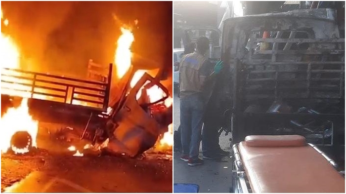 Kecelakaan Maut Tadi Malam, 3 Pria dan Satu Wanita Tewas, Korban Terbakar usai Pikap Tabrak Pembatas