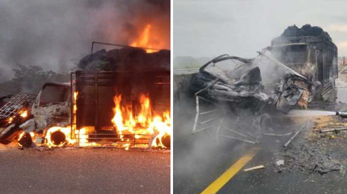 Kecelakaan Lalu Lintas, Mobil Terseret 20 Meter hingga Terbakar Usai Tabrakan Beruntun