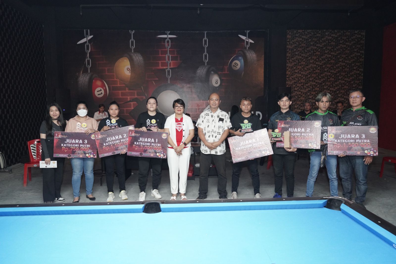 Kompetisi Milland Billiard 9 Ball Competition Tuntas, Rivo Abast dan Claudia Warouw Jawara