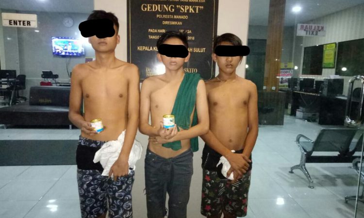 Hirup Lem Adiktif, 3 Remaja Ini Nginap di Polresta Manado