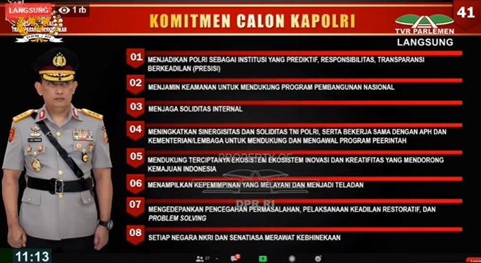 Live Streaming Uji Kelayakan Kapolri Komjen Listyo Sigit Prabowo, Didampingi Jenderal Terbaik