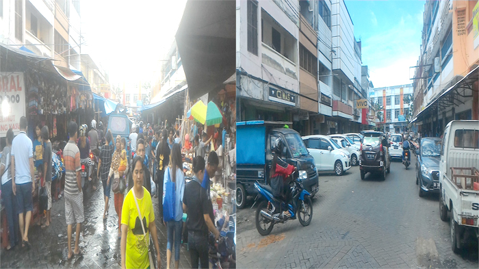 Suasana Pasar 45 pada Waktu yang Berbeda