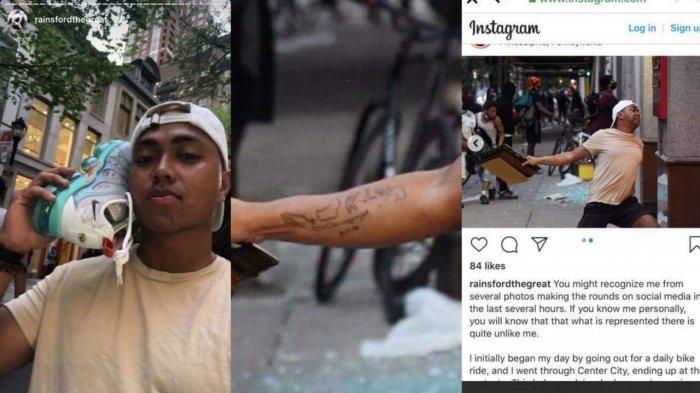 VIRAL Pria Bertato Peta Indonesia Lakukan Aksi Anarkis Saat Ikut Demo Kematian George Floyd di AS