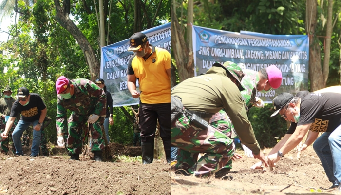 Kapolres, Wali Kota dan Danyonmarhanlan Lakukan Ini untuk Jaga Ketersediaan Pangan