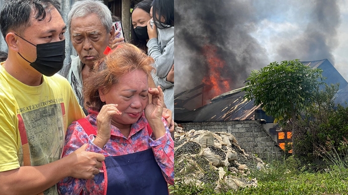 Ruth Rumampuk Warga Kota Bitung Menangis di Pelukan Sang Anak Lihat Rumah Terbakar