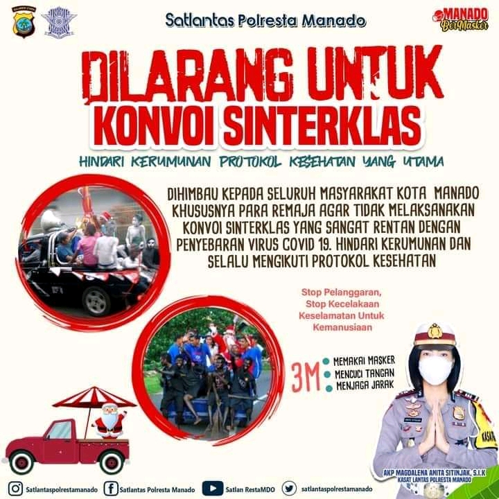Jelang Natal, Satlantas Polresta Manado Melarang Konvoi Sinterklas, Kecuali Mempunyai Izin
