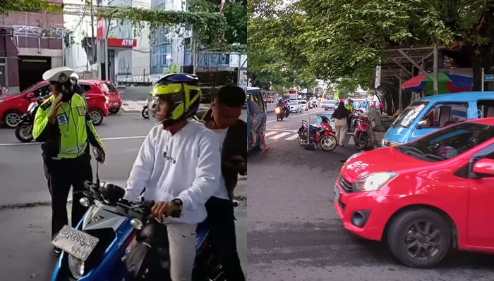 Satlantas Polresta Manado Tertibkan Pengendara yang Tidak Pakai Helm di Pos Zero Point