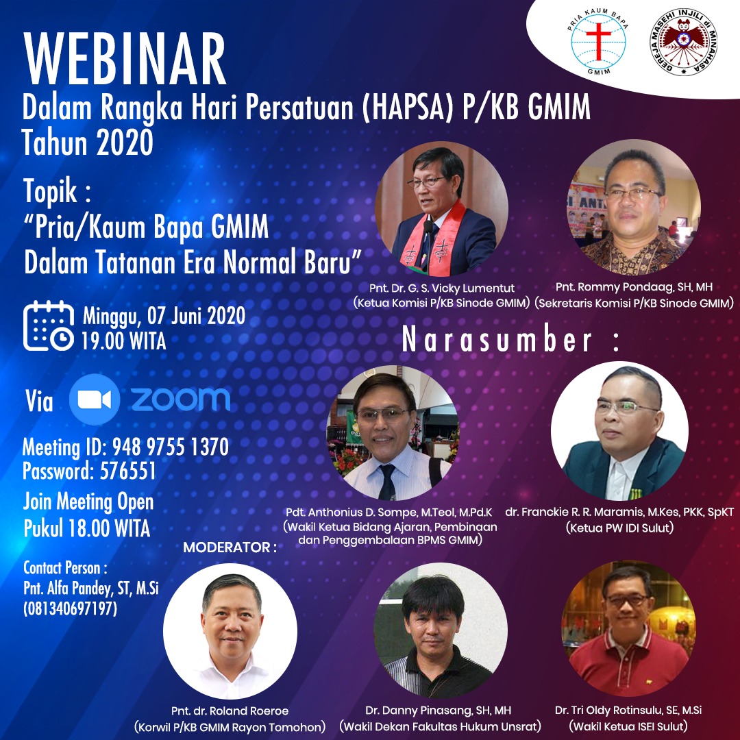 Sekum P/KB GMIM Ajak Ikut Seminar Hapsa P/KB, Topik: ''P/KB GMIM Dalam Tatanan Era Normal Baru''