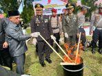 Peringatan HUT ke-79 Bhayangkara, Polres Bolmong Sulawesi Utara Musnahkan Barang Bukti