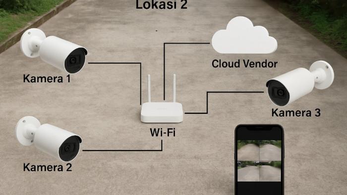 Integrasi sistem monitoring yang mana seluruh kamera dikoneksikan ke perangka