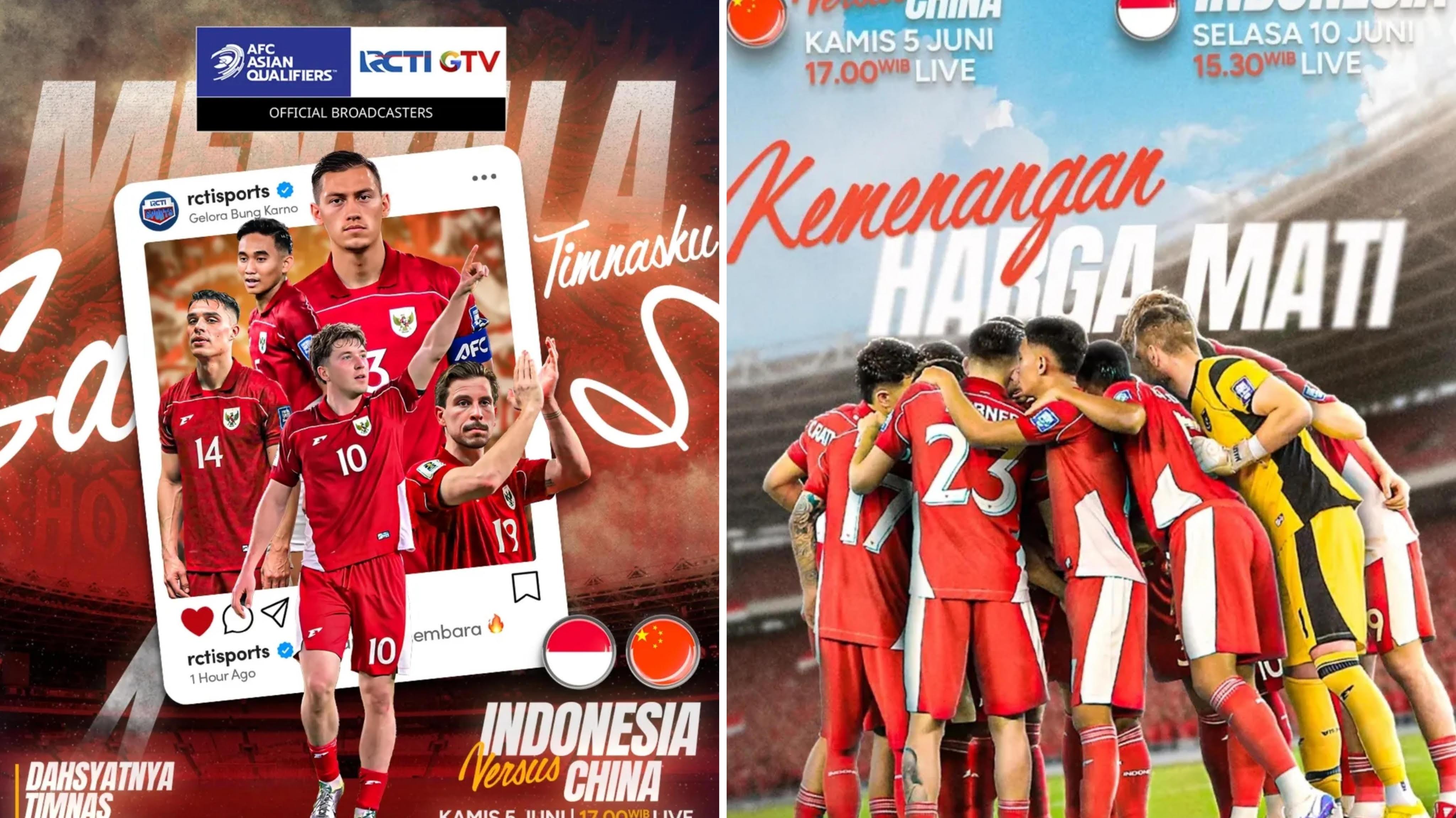 LINK Nonton RCTI! Live Streaming Timnas Indonesia vs China Kualifikasi Piala Dunia 2026