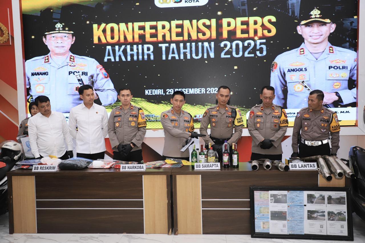 Kriminalitas di Kota Kediri Naik 15 Persen Sepanjang 2025, Curanmor dan Penganiayaan Dominan