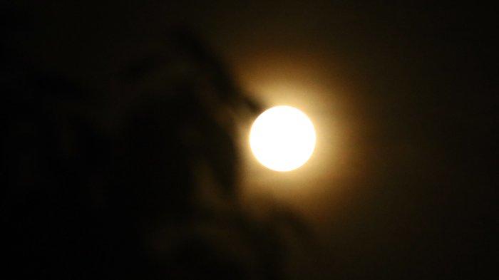 Fenomena alam Supermoon tampak di langit di Kota Medan, Selasa (19/2). Fenomena alam tersebut terjadi saat bulan mencapai titik terdekat dengan bumi dalam kondisi bulan penuh atau purnama.