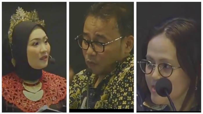 MC DAN JURI - 3 Sosok Kontroversial Lomba Cerdas Cermat 4 Pilar, MC Sindy, juri dari kepegawaian MPR Indri dan Dyastasita Buat Publik Geram (Tribun Medan Kolase)