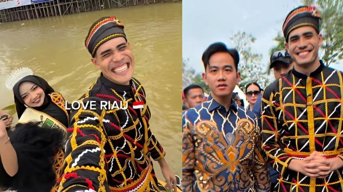 PACU JALUR- Aisar Khaled, influencer asal Malaysia memeriahkan Festival Pacu Jalur di Kuansing, Riau bersama Wakil Presiden RI Gibran Rakabuming Raka.