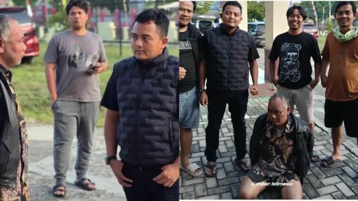 POLISI TANGKAP ASHARI: Polisi pada Kamis (7/5/2026) berhasil menangkap Ashari (berjaket kulit), pendiri Ponpes Ndholo Kusumo Pati yang menjadi tersangka pencabulan. Sosok kiai yang diduga mencabuli puluhan santriwati itu ditangkap setelah polisi melakukan pengejaran ke sejumlah wilayah di Jawa Tengah, Jakarta, hingga Jawa Barat. (Dok. Kasat Reskrim Polresta Pati)