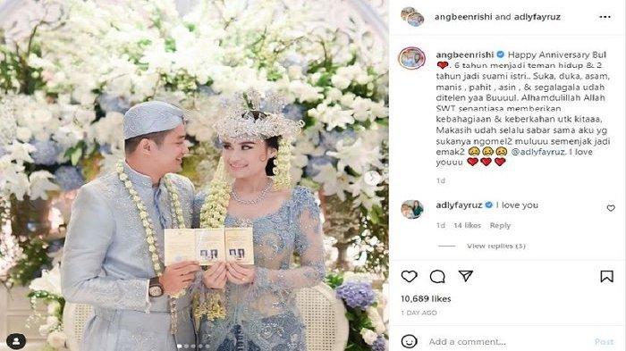 Angbeen Rishi dan Adly Fairuz mengunggah momen bahagia keduanya saat merayakan anniversary pernikahan ke-6