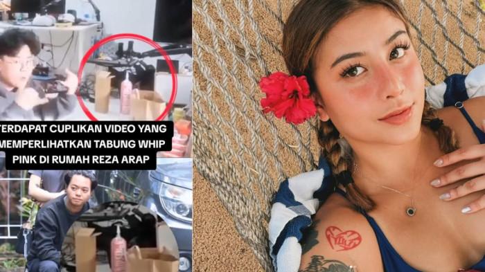 AWKARIN VS REZA ARAP - Kolase potret vlog rekam whip pink diduga di rumah Reza Arap dan potret Awkarin