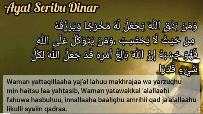 Tiga Waktu Mustajab Baca Ayat Seribu Dinar, Amalkan Insya Allah Dimudahkan Rezekinya