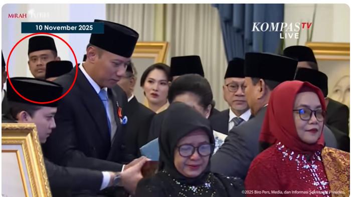 Bertepatan dengan peringatan Hari Pahlawan 2025, Presiden Prabowo Subianto secara resmi menganugerahkan gelar Pahlawan Nasional kepada sepuluh tokoh nasional yang telah berjasa besar bagi bangsa dan negara, pada Senin (10/11/2025). Gubernur Sumut Bobby Nasution turut tampak hadir di Istana Negara. (Tangkapan Layar Kompas TV)