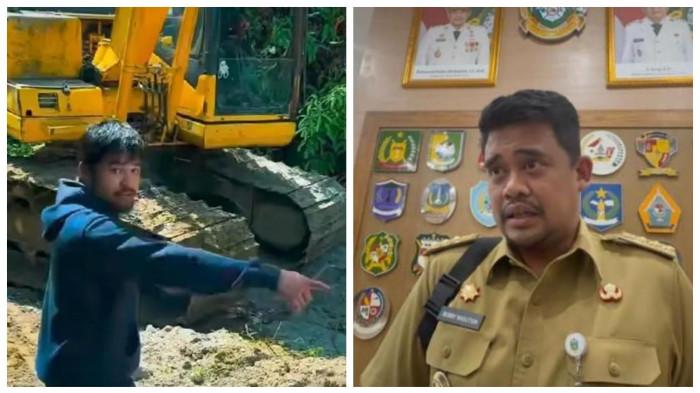 Petarung MMA asal Simalungun Jeka Saragih membuat konten video memperbaiki jalan rusak di kampung halamannya di Sondiraya, Simalungun. 