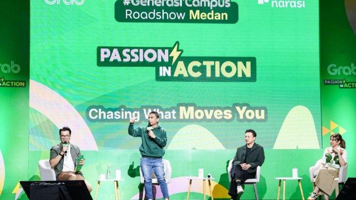 CAMPUS ROADSHOW- Najwa Shihab berbagi wawasan tentang peran jurnalisme dengan peserta Un-Class Session dalam acara Generasi Campus Roadshow 2025 di Auditorium Universitas Sumatera Utara (USU)