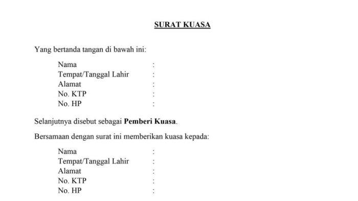 Contoh Format Surat Kuasa, Materi Belajar Bahasa Indonesia