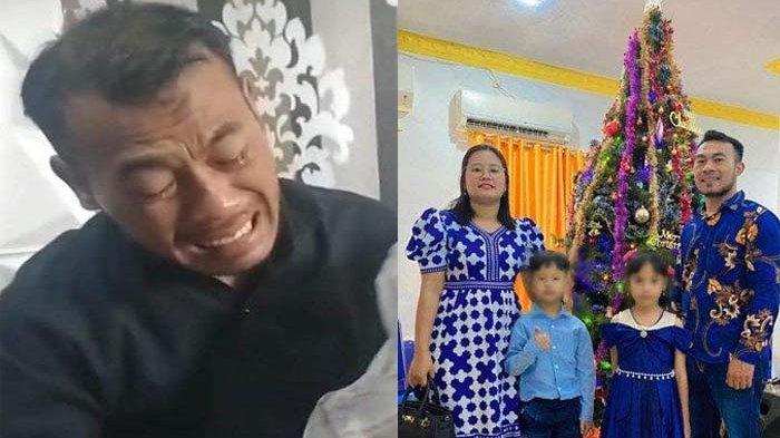 DUGAAN MOTIF - Kolase foto Wadison Pasaribu saat menangisi Petry Sihombing dan kebersamaan semasa hidup. Kini terkuak dugaan motif Wadison Pasaribu tega membunuh istrinya, Petry Sihombing.