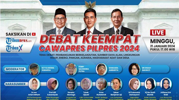 LIVE STREAMING DEBAT KEDUA CAWAPRES PUKUL 19.00 WIB, Berikut Tema Debat Kedua Cawapres 2024