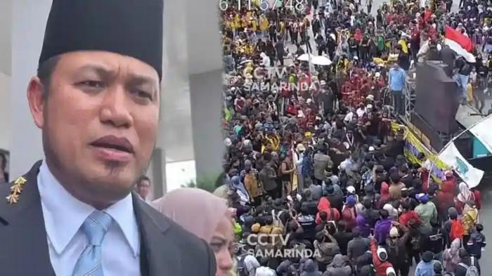 AKSI -  Rudy Mas'ud (kiri) dan screenshot tampilan live streaming CCTV aksi 21 April 2026 (kanan). Aksi ini disiarkan melalui YouTube, memungkinkan masyarakat memantau kondisi lalu lintas dan pergerakan massa secara real-time dari berbagai titik di Samarinda. youtube CCTVSamarinda.