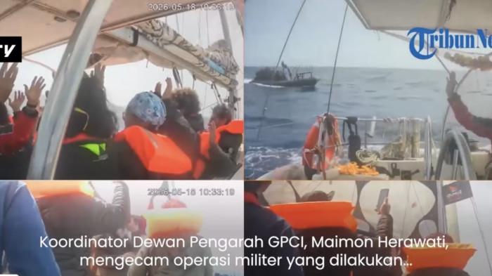 DICEGAT ISRAEL - Detik-detik sejumlah kapal Global Sumud Flotilla yang sedang menuju Gaza, Senin (18/5/2026) dicegat (mengalami interception) oleh pasukan Israel .