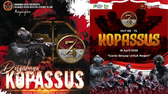 HUT KOPASSUS- Korps Komando Pasukan Khusus (Kopassus) merayakan Hari Ulang Tahun (HUT) ke 74 dengan mengusung tema Garda Senyap Untuk Negeri.