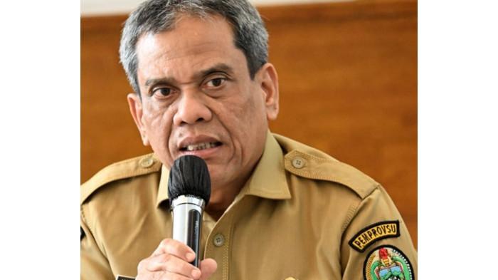 Hasmirizal Lubis saat menghadiri pres konferensi di Kantor Gubernur Sumut beberapa waktu lalu. Hasmirizal Lubis mengundurkan diri dari jabatannya karena mau mengurus keluarga.