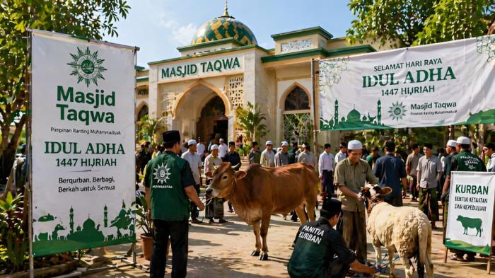 IDUL ADHA- Ilustrasi pelaksanaan Idul Adha Muhammadiyah, dimana masyarakat akan melaksanakan kurban di Masjid Taqwa.