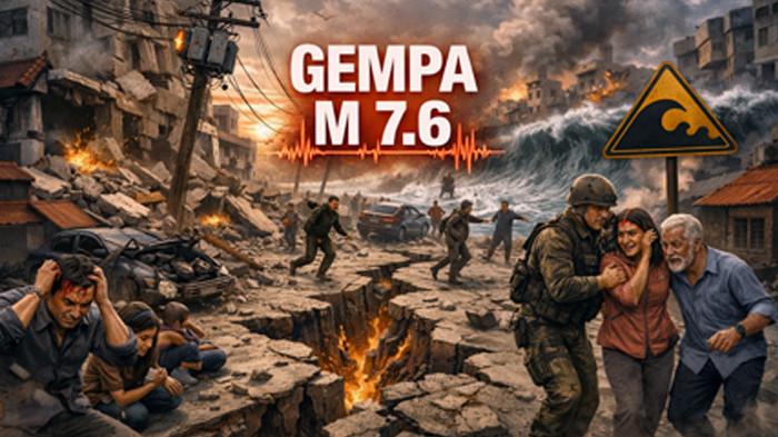 Ilustrasi gempa magnitudo 7,6 di Bitung: Gempa magnitudo 7,6 mengguncang Kota Ternate, Maluku Utara, dan sekitarnya pada Kamis (2/4/2026). Pusat gempa berada di 138 km timur Bitung, Sulawesi Utara pada kedalaman 18 kilometer.