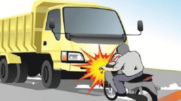 Sepeda Motor Terjatuh Saat Nyalip Odong-odong, Pengemudi Tewas Terlindas Truk dan Satunya Luka-luka