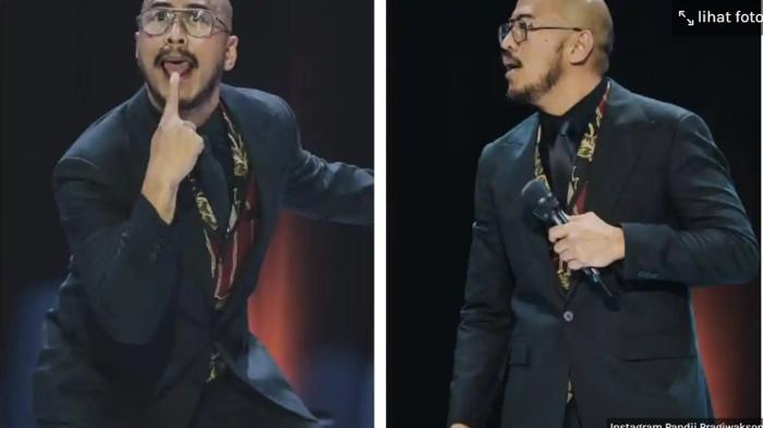 SINGGUNG INTEL - Komika Pandji Pragiwaksono menceritakan adanya dugaan intel saat dirinya tengah manggung di shownya berjudul Mens Rea