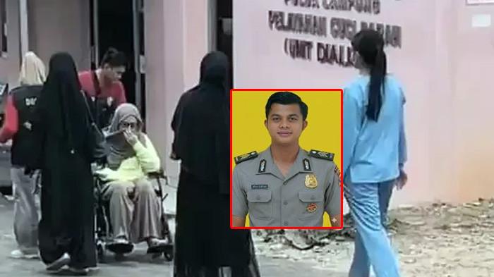 Jovita istri Brigadir Arya Supena saat keluar dari kamar jenazah Rumah Sakit Bhayangkara, Sabtu (9/5/2026). Ia tampak tak bisa membendung kesehidahannya.