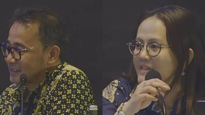 JURI LCC - Juri final Lomba Cerdas Cermat (LCC) Empat Pilar MPR RI Indri Wahyuni dan Dyastasita Widya Budi.