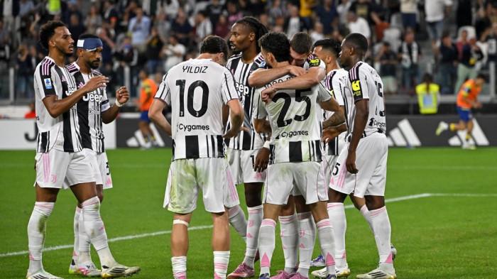 JUVENTUS MENANG - Pemain Juventus selebrasi usai mencetak gol ke gawang Parma pada pekan ke-2 Liga Spanyol 2025-2026. Juventus menang dengan skor 2-0 di Allianz Stadium, Senin (25/8/2025).