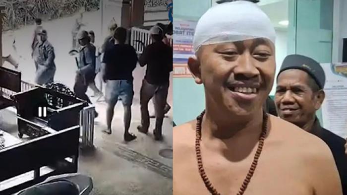 KADES LUMAJANG DIKEROYOK: (kiri) Detik-detik Kades di Lumajang, Sampurno dikeroyok dan dibacok menggunakan senjata tajam oleh 15 orang di rumahnya pada Rabu (15/4/2026) siang dan (kanan) kondisi terkini pak Kades