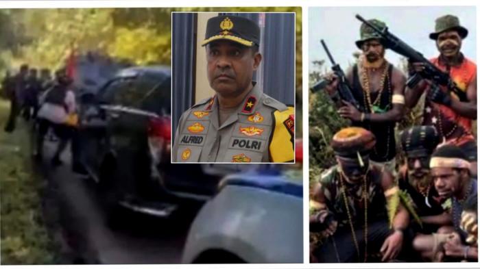 Kronologi Penembakan Rombongan Kapolda Papua Tengah Brigjen Pol Alfred Papare di Kabupaten Nabire pada Jumat (17/10/2025). (kolase Istimewa)